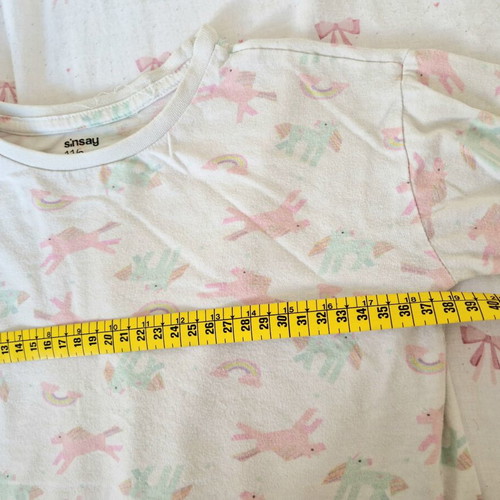 Sinsay children's pajamas 116cm used, unicorn design, white and pink