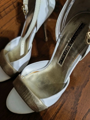 Roberto Botella leather shoes used, size 36 sandals white and gold