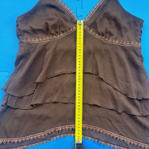 Vintage Y2K chocolate brown ruffle lace cami top size small like new