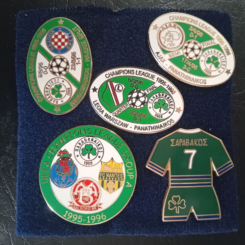 Panathinaikos 1995-1996 Champions League pin set of 5