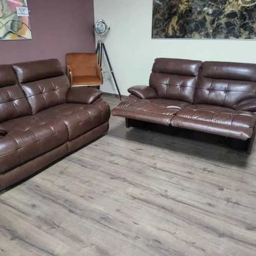 Brown leather La-z-boy sofa set new, two double sofas