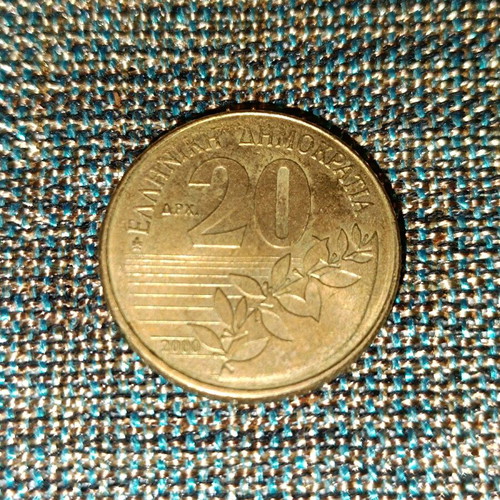 Greece 20 Drachma Coin used