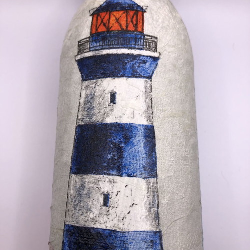 Decorative bottle with two lighthouses handmade, new, decoupage