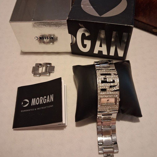 Morgan women's watch with rhinestones like new, silver