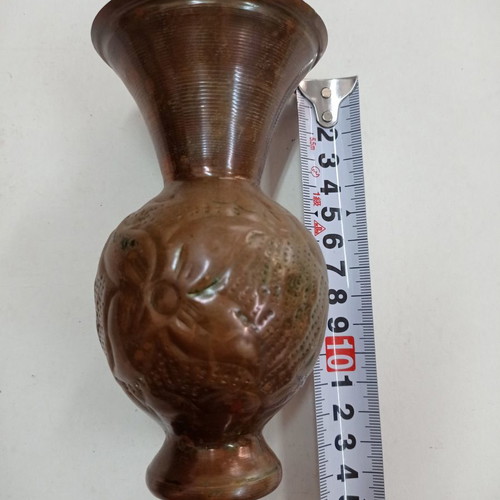 Old flower vase used, copper brass bronze 14 cm
