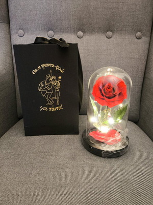 Forever Rose red preserved rose with LED light Beauty and the Beast