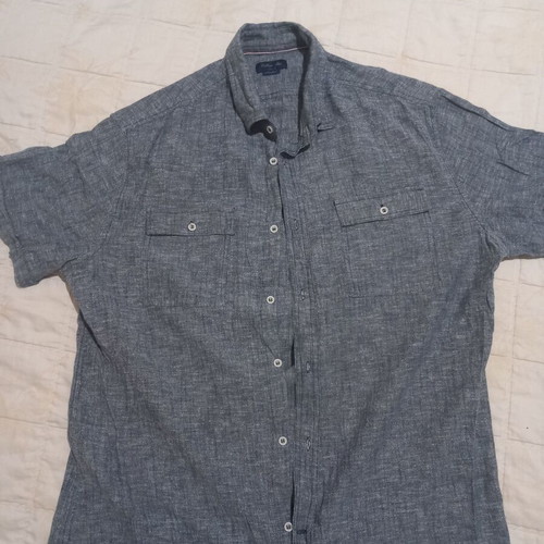 Men's short-sleeve shirt blue size L like new, 88% cotton