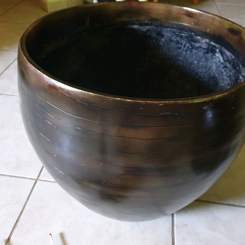 Polyester flower pots used, set of 2, indoor with wooden design