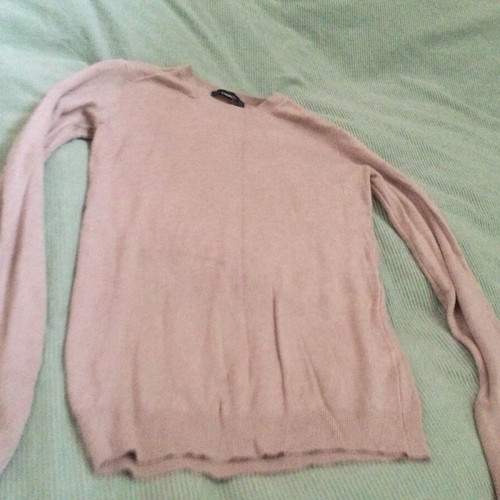 Zara women's knitted blouse beige pink with pearl buttons on sleeves, like new