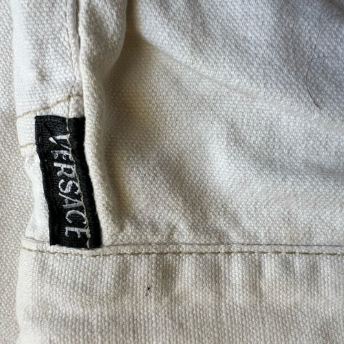 Versace jeans beige cotton-linen pants like new with Medusa detail