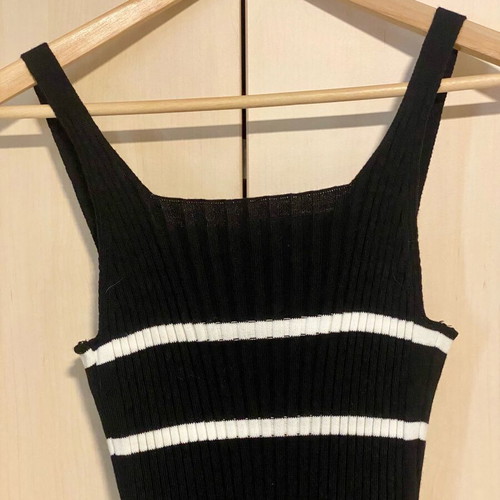 Rib set new black and white dress with jacket