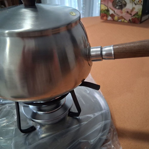 Fondue set stainless steel vintage, new unused