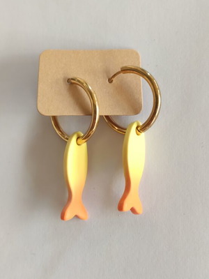 Handmade earrings from polymer clay with steel hoops, new