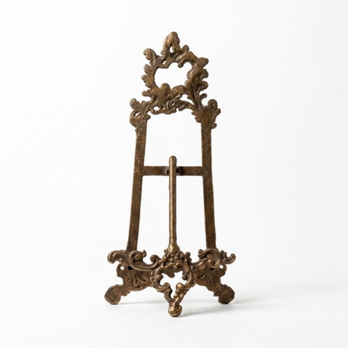 Vintage Baroque Metal Display Easel with Antique Bronze/Gold Patina