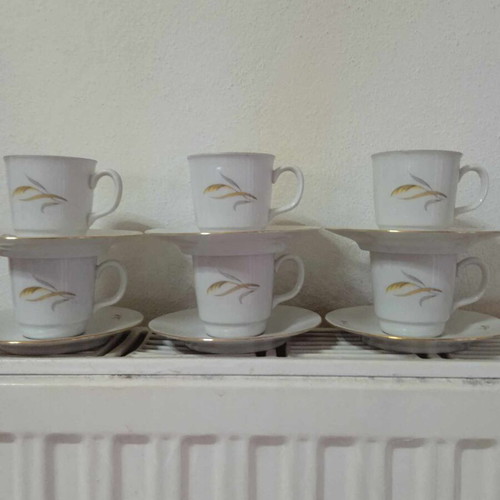Coffee cups new set of 6 with leaf design