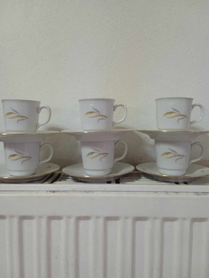 Coffee cups new set of 6 with leaf design