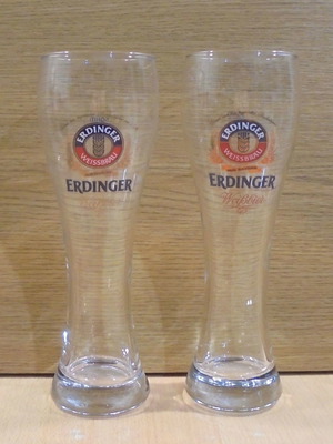 Erdinger μπίρα σετ δύο μεταχειριστικών διαφημιστικών ποτηριών 0.3l