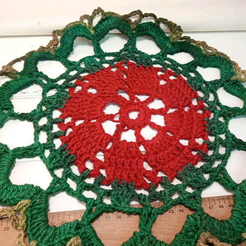 Handmade crochet mandala decoration used, 35 cm diameter