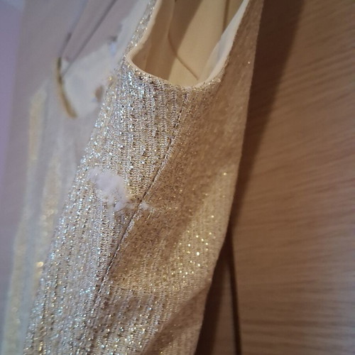 Black lace night dress with gold lining, size M