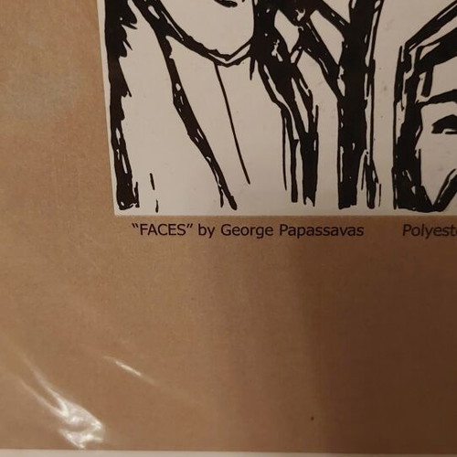 Faces woodcut by Stavros Papasavvas 1971 mint condition