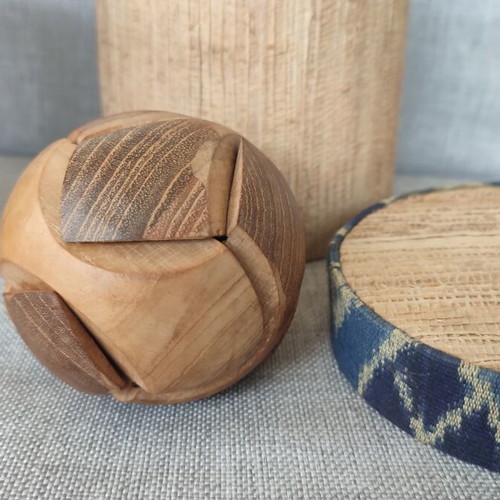 Wooden sphere puzzles set of two, new
