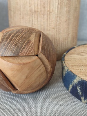 Wooden sphere puzzles set of two, new