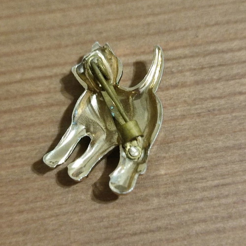 Cat-shaped brooch in gold color