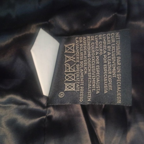 Chevignon leather long coat men's XL used, black
