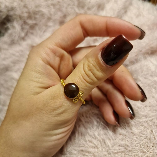 Ring with liquid glass new handmade
