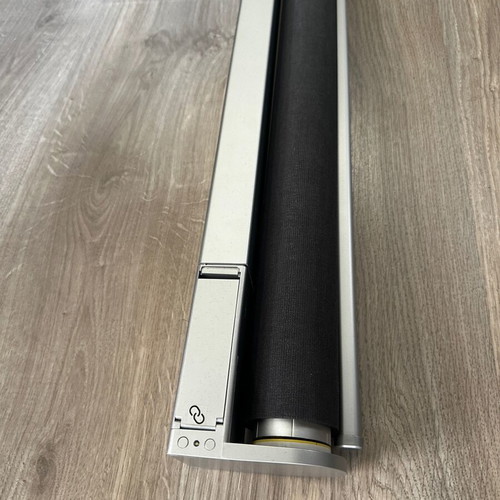 Roller blind used, dark gray shade