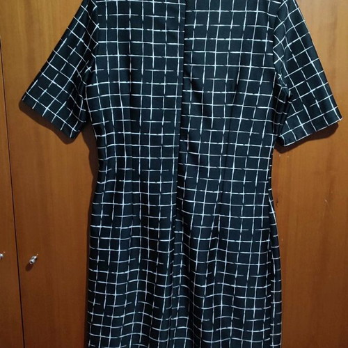 Black checkered midi dress used, size XL