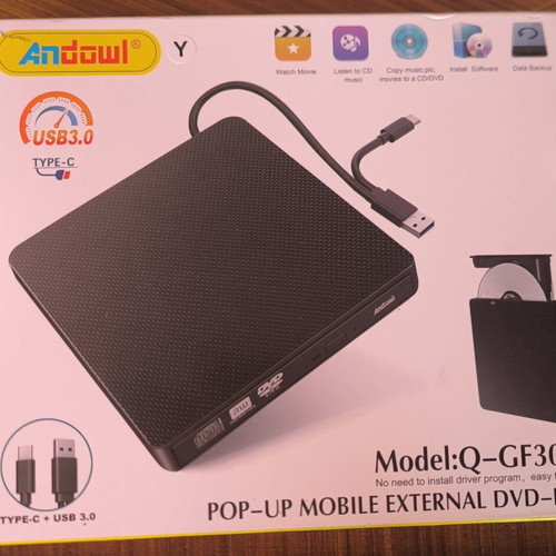 External DVD-RW drive with USB 3.0 and Type-C