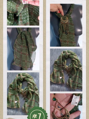 Ινδικό μαντήλι από βισκόζη μετάξι σαν καινούργιο, πράσινο καφέ