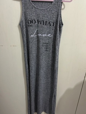 Dress like new, grey, with two slits, sizes M and L