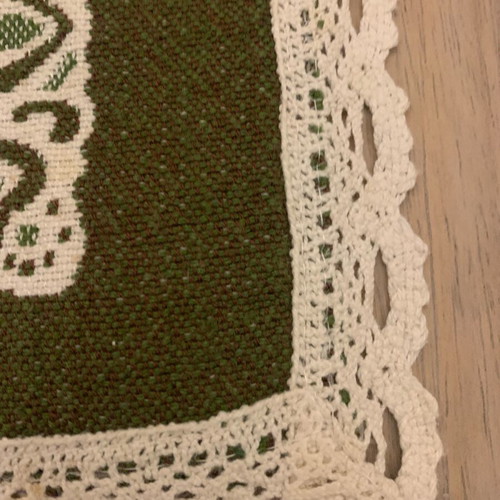 Embroidered runner like new with lace and traditional dancers design