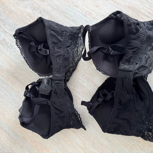 H&M black super push up bras with lace 75D used, set of 2