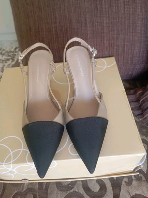 Slingback pumps beige - black like new, size 36