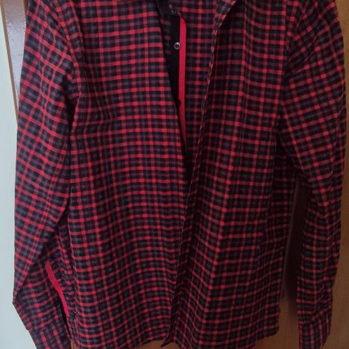 Checked shirt, black and red, 3XL