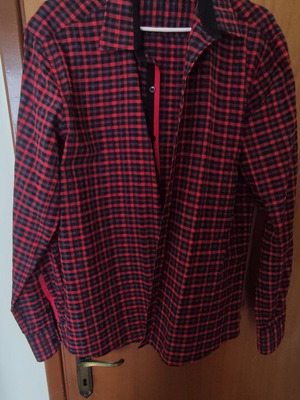 Checked shirt, black and red, 3XL
