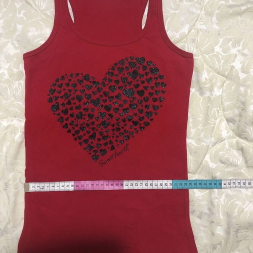 Oysho red tank top with heart print, like new, size S