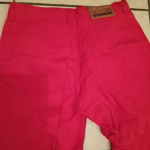 Red straight-leg jeans like new, size S