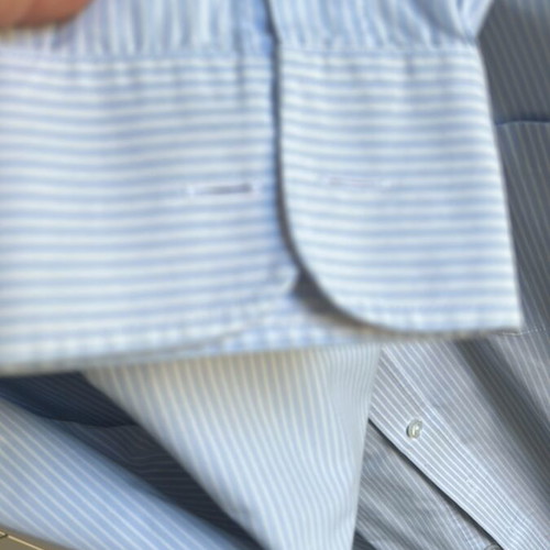 Men's striped blue shirt M&S used with chest pocket and cufflinks