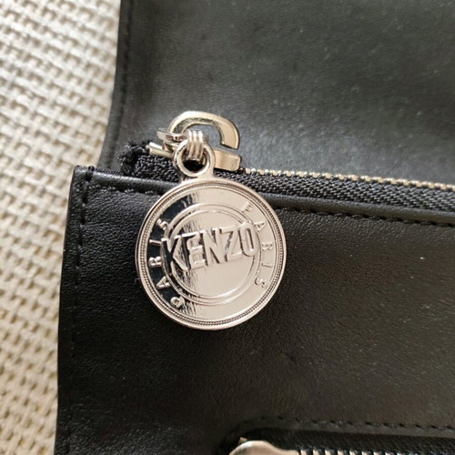 Kenzo Paris Unisex leather clutch like new, black with yellow details