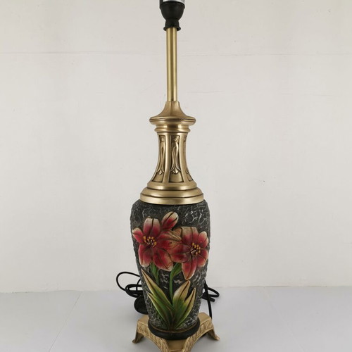 Table lamp ceramic and bronze vase composition 1950s used without lampshade