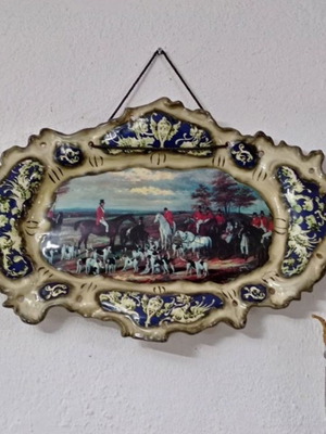 Porcelain platter used with fox hunting theme 65x40