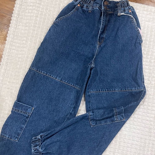 Jeans cargo with elastic waist and cuffs, new, size S