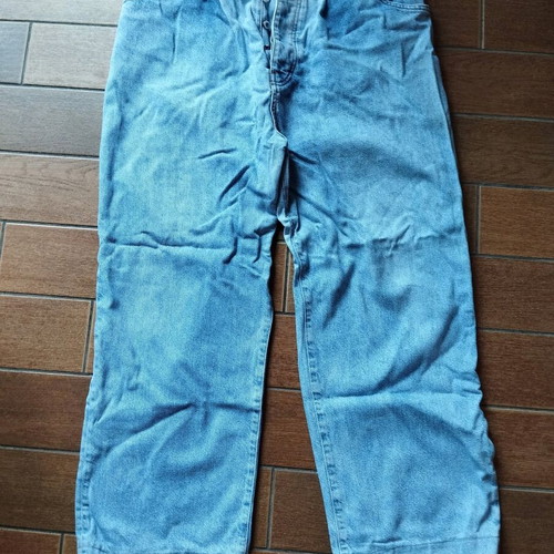 Bershka women's baggy jeans used, white and blue, waist 38 cm