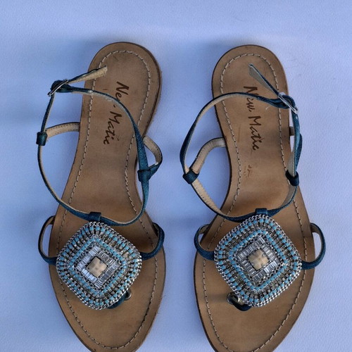 Leather sandals New Matie made in Italy size 37 like new, turquoise