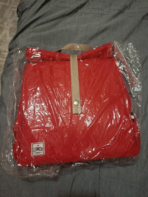 The Original Lunchbag κόκκινη με μπεζ λουριά, καινούργιο