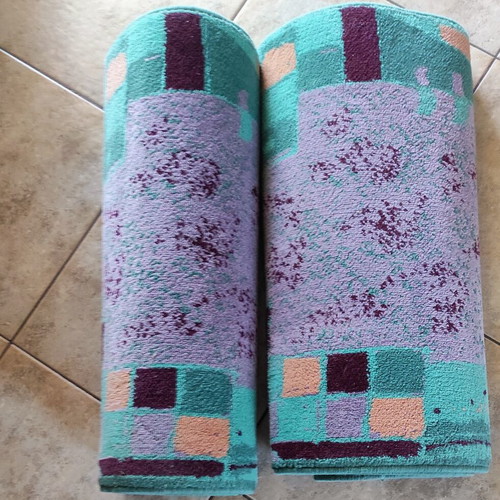 Set of three bedroom runners used, dimensions 2.59x0.7m and 1.36x0.7m